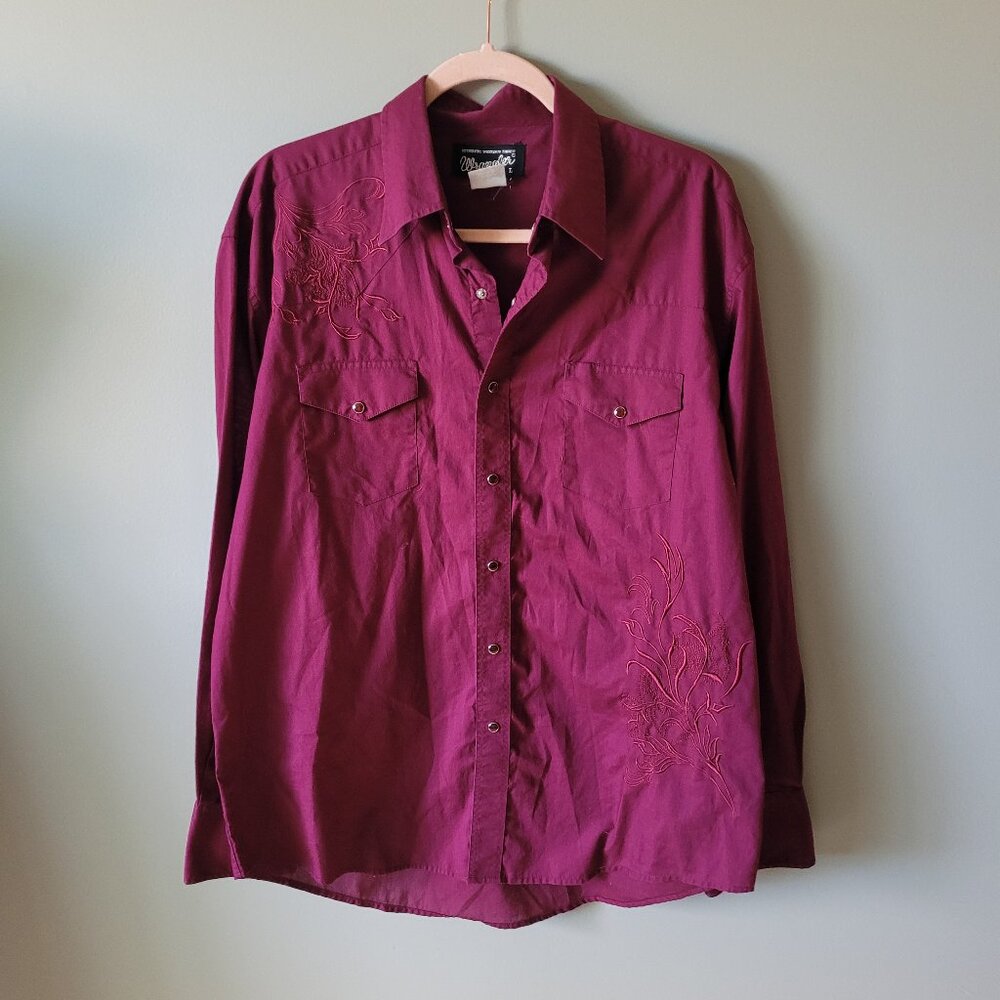 Vintage Wrangler embroidered pearl snap shirt